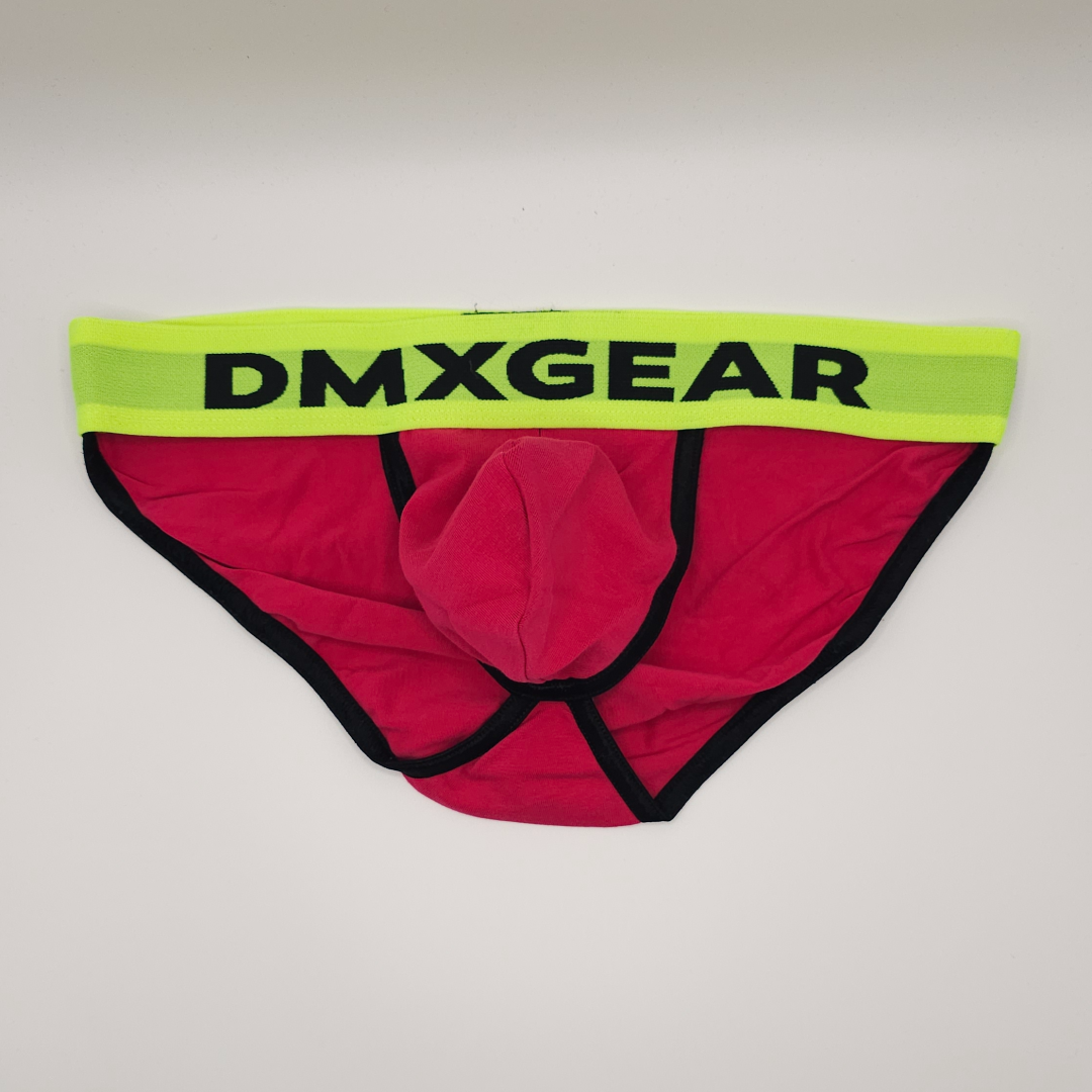 Dmxgear Tanga Briefs (deep Pink - Neon Yellow Waistband)