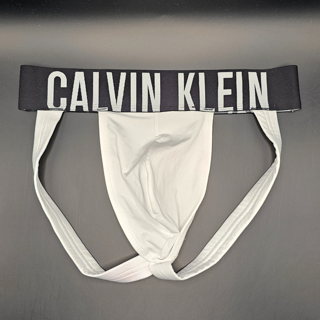 Calvin Klein White Intense Power Jockstrap (black Waistband)